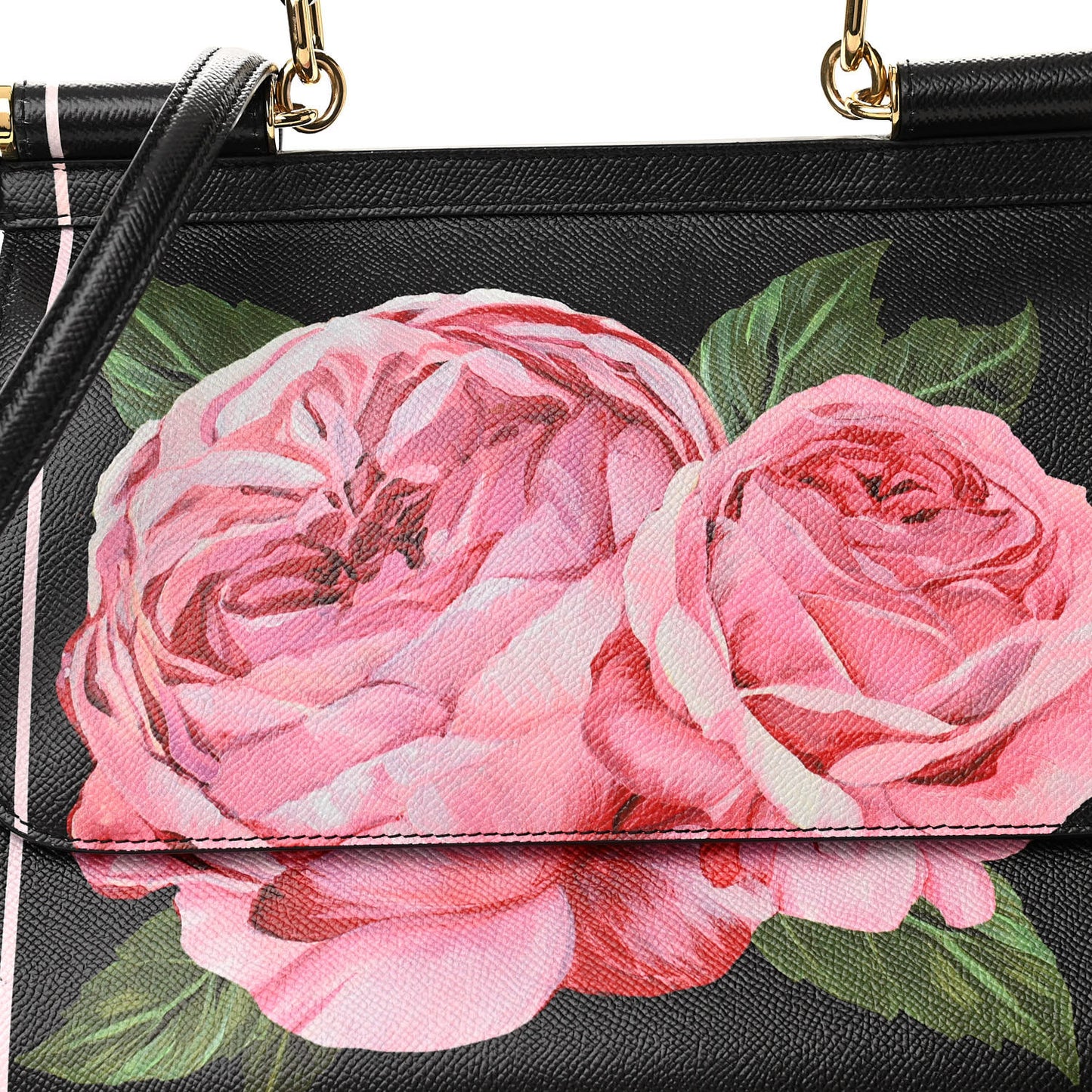 Dauphine Rose Print Medium Miss Sicily Satchel Black