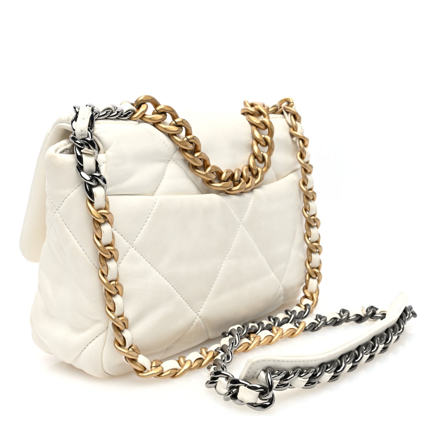 Lambskin Quilted Medium Chanel 19 Flap White