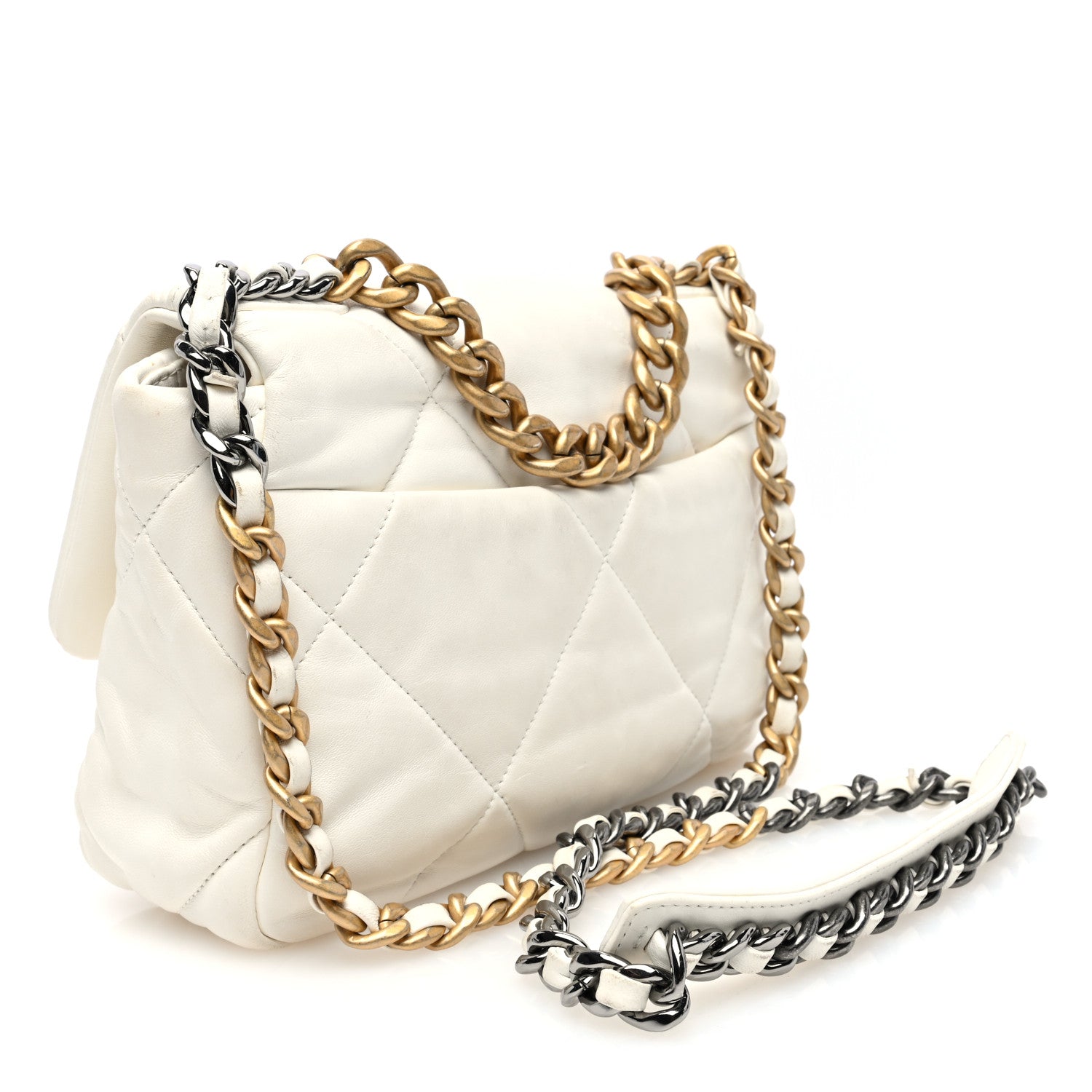 Chanel Lambskin Quilted Medium Chanel 19 Flap White 3 of 10