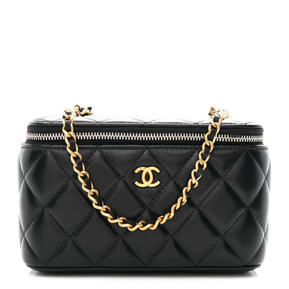 Chanel Lambskin Quilted Pearl Crush Small Vanity Case With Chain Black 1 of 11