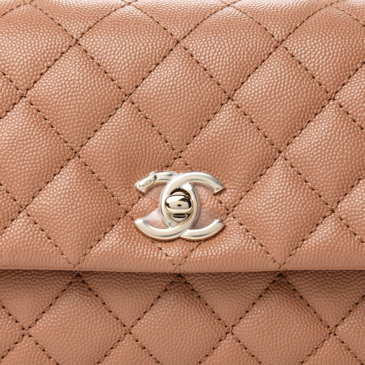 Caviar Quilted Lizard Embossed Mini Coco Handle Flap Brown