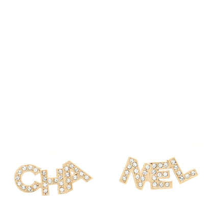 Chanel Crystal Pearl Signature Stud Earrings Gold 1 of 4