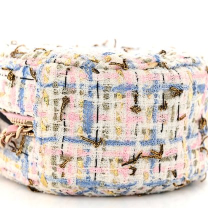 Chanel Tweed Quilted Round Clutch With Chain White Pink Multicolor 9 of 10