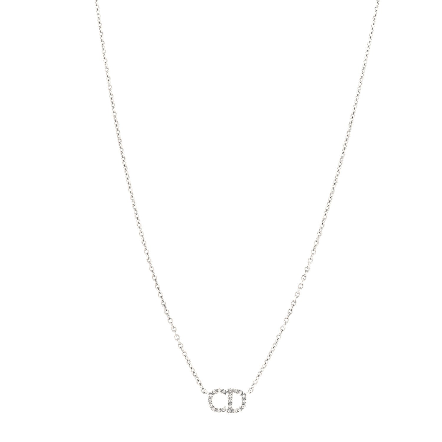 Christian Dior Metal Crystal Clair D Lune Necklace Silver 1 of 5