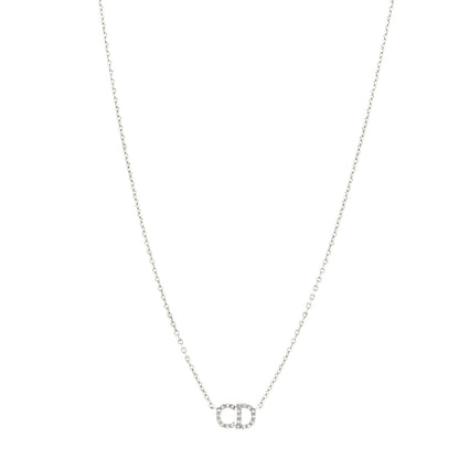 Christian Dior Metal Crystal Clair D Lune Necklace Silver 1 of 5