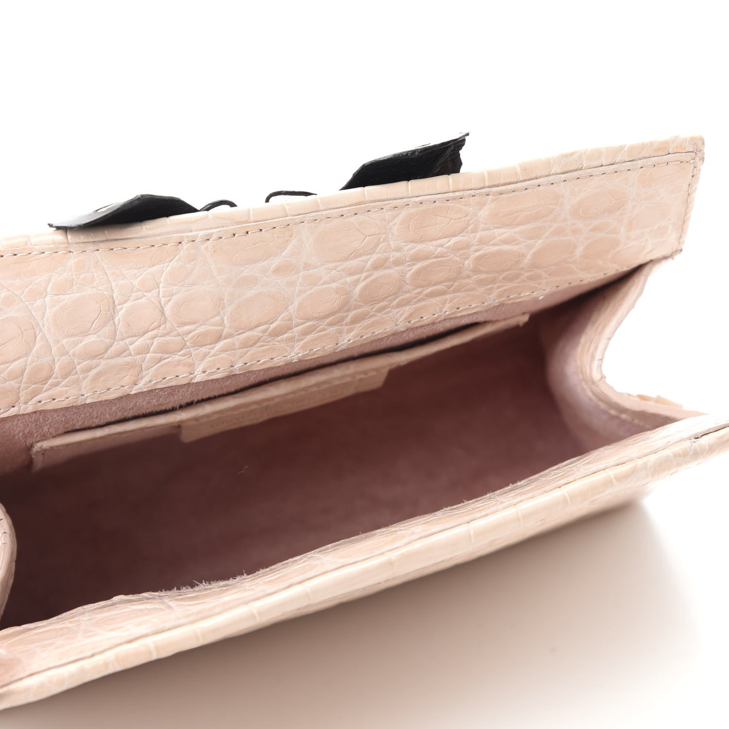 Nancy Gonzalez Crocodile Butterfly Small Clutch Bag Blush Black 5 of 10