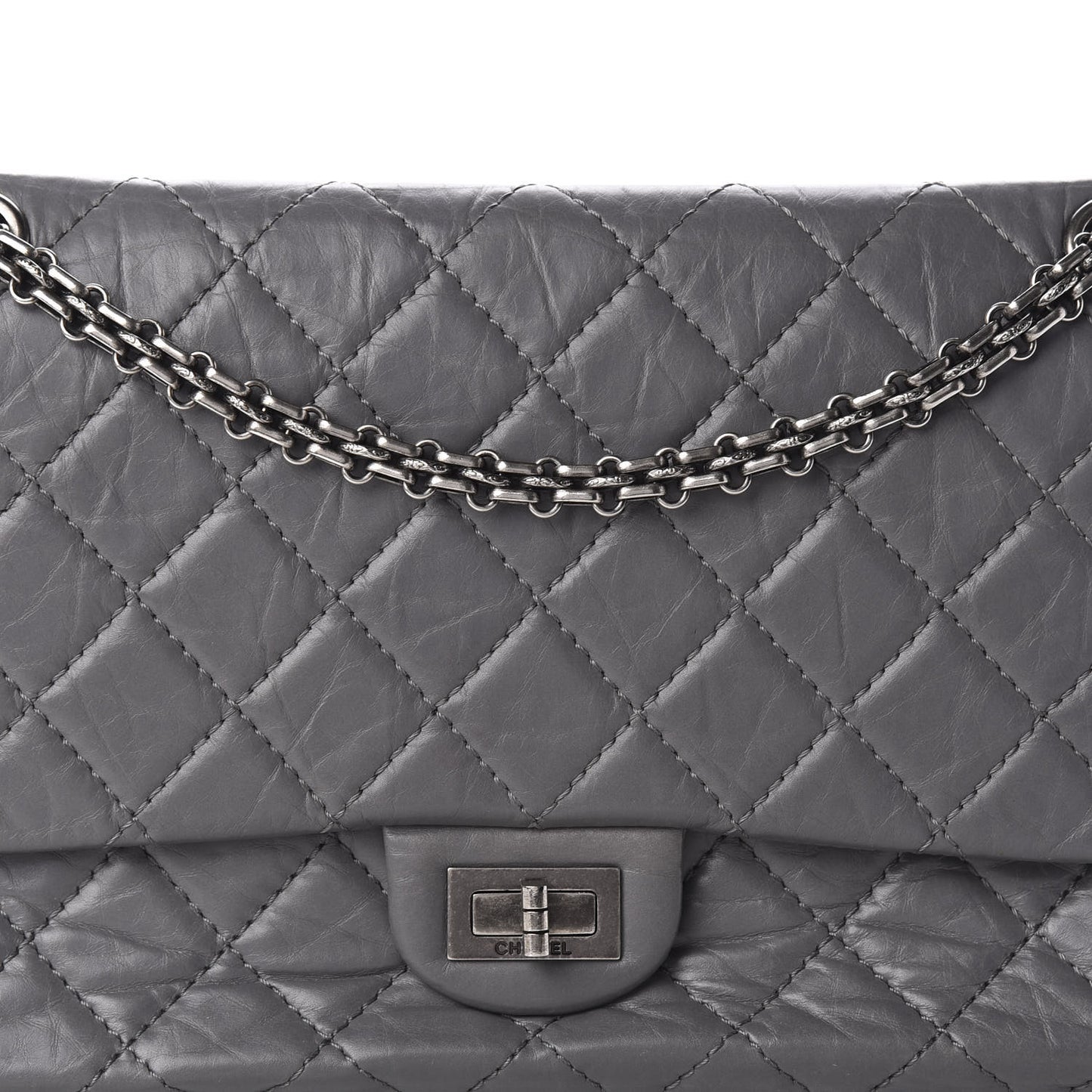 Aged Calfskin Quilted 2.55 Reissue 226 Flap Grey