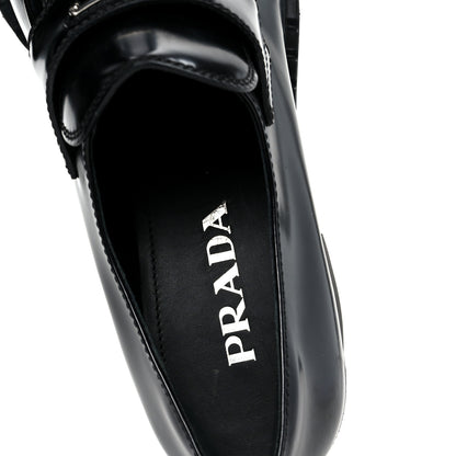 Prada Spazzolato Metal Triangle Logo 85mm Loafers 40 Black 7 of 10