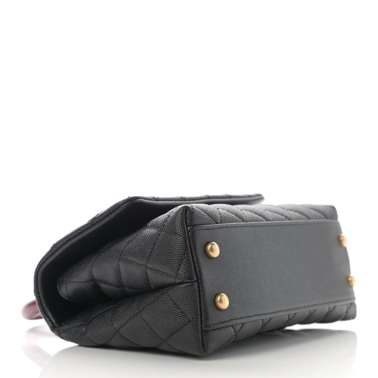 Caviar Lizard Embossed Quilted Mini Coco Handle Flap Black