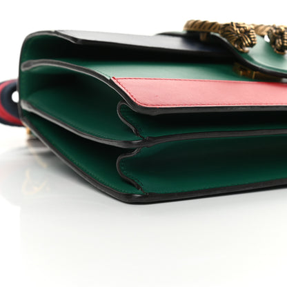 Gucci Moon Calfskin Web Medium Dionysus Bamboo Top Handle Bag Emerald Blue Hibiscus Red 9 of 19