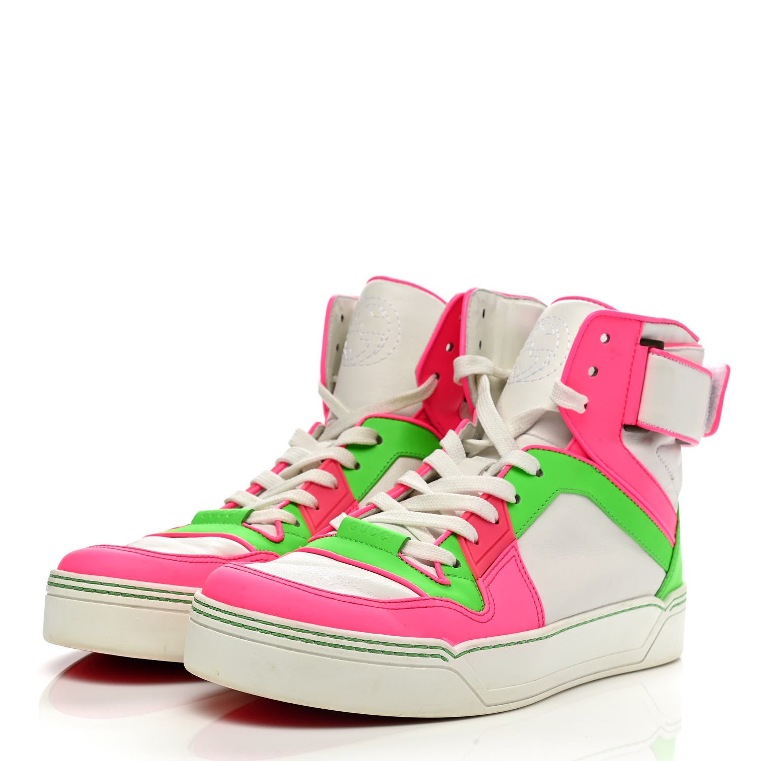 Gucci Calfskin Mens High Top Sneakers 8.5 White Multicolor 3 of 10