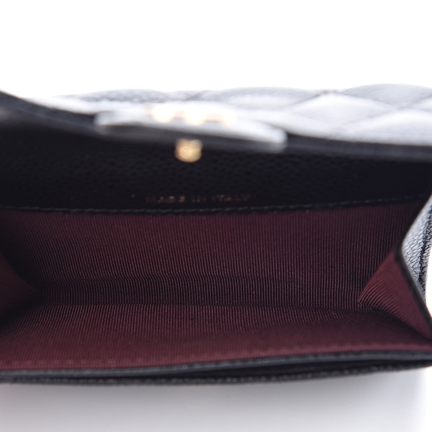 Caviar Quilted Flap Card Holder Black