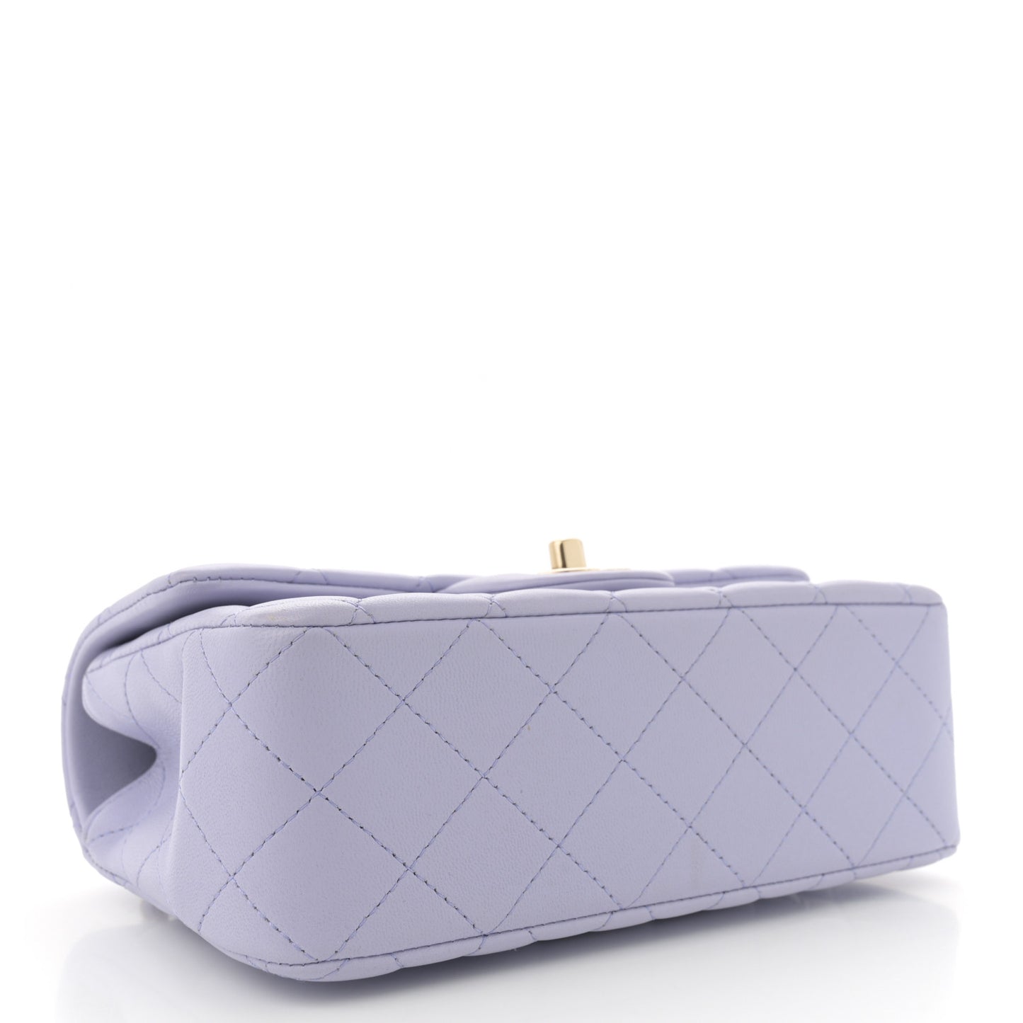 Lambskin Quilted Mini Top Handle Rectangular Flap Light Purple
