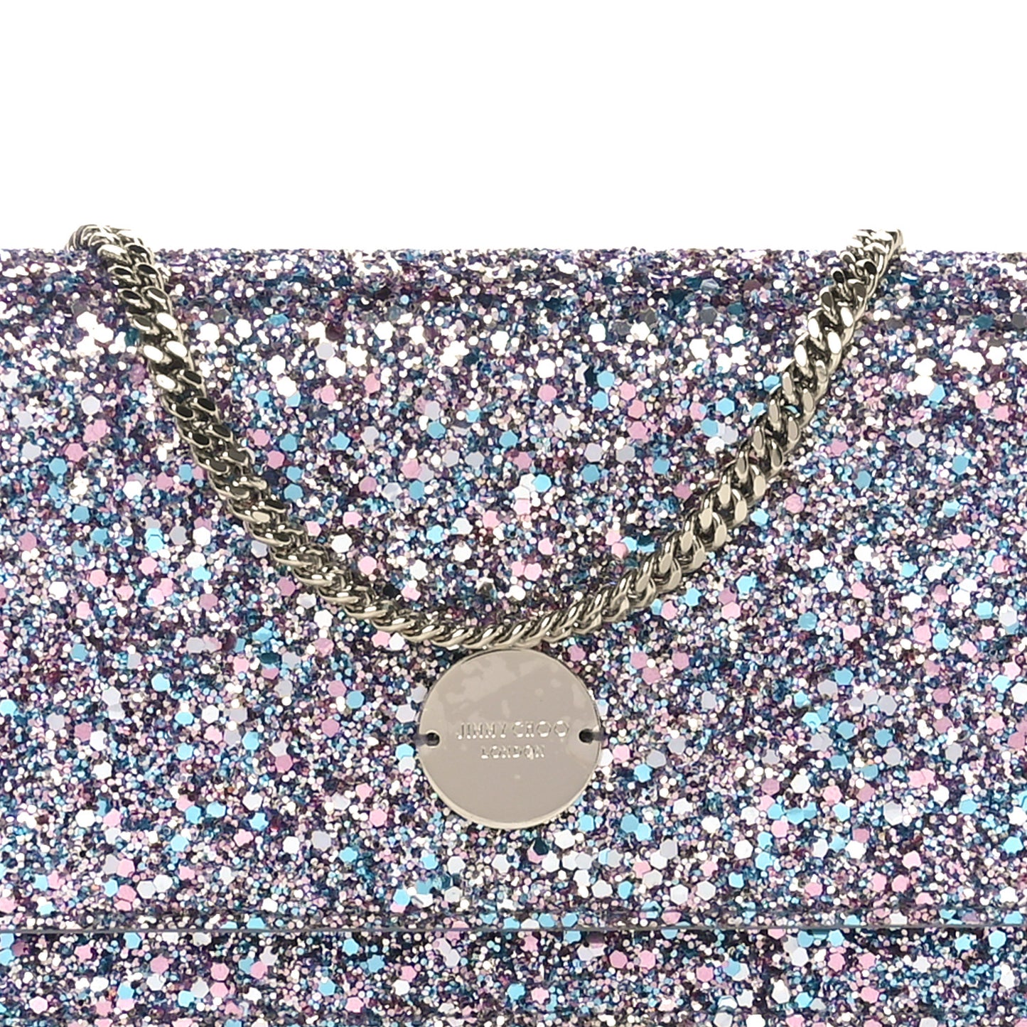 Glitter Clutch With Chain Bubblegum Mix