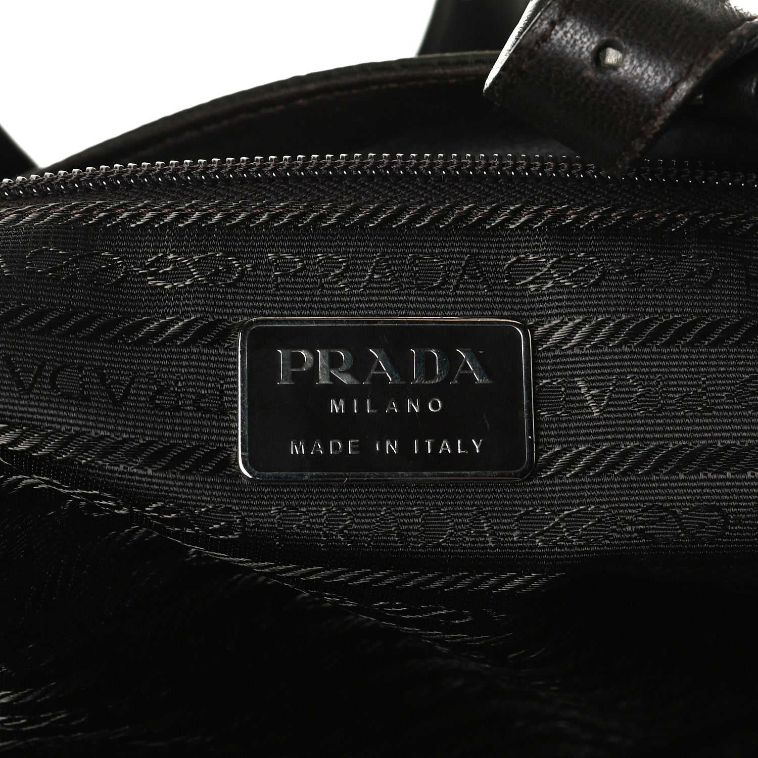 Prada Tessuto Nylon Soft Calfskin Tote Dark Brown 7 of 21