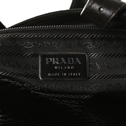 Prada Tessuto Nylon Soft Calfskin Tote Dark Brown 7 of 21