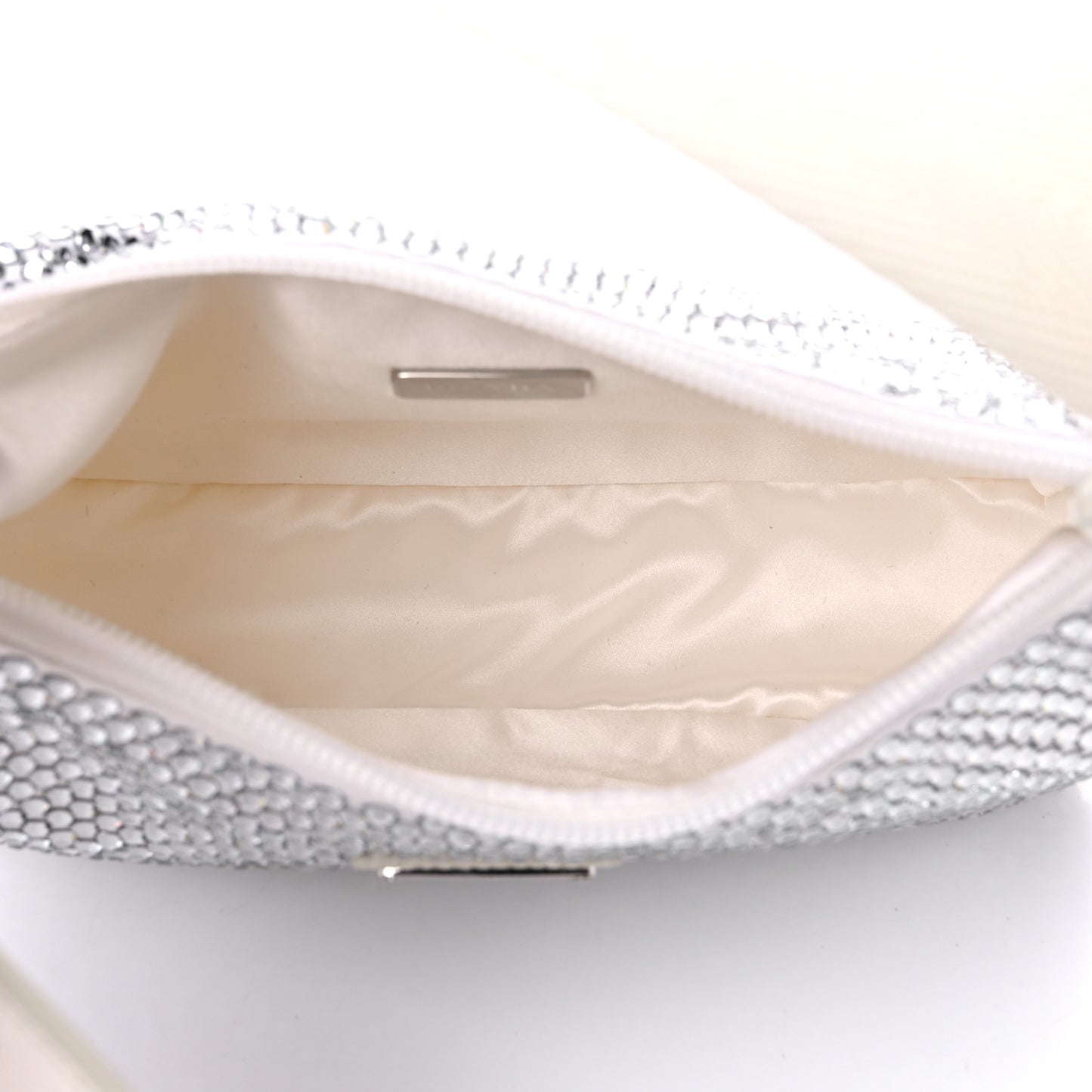 Satin Crystal Mini Re-Edition 2000 Bag White