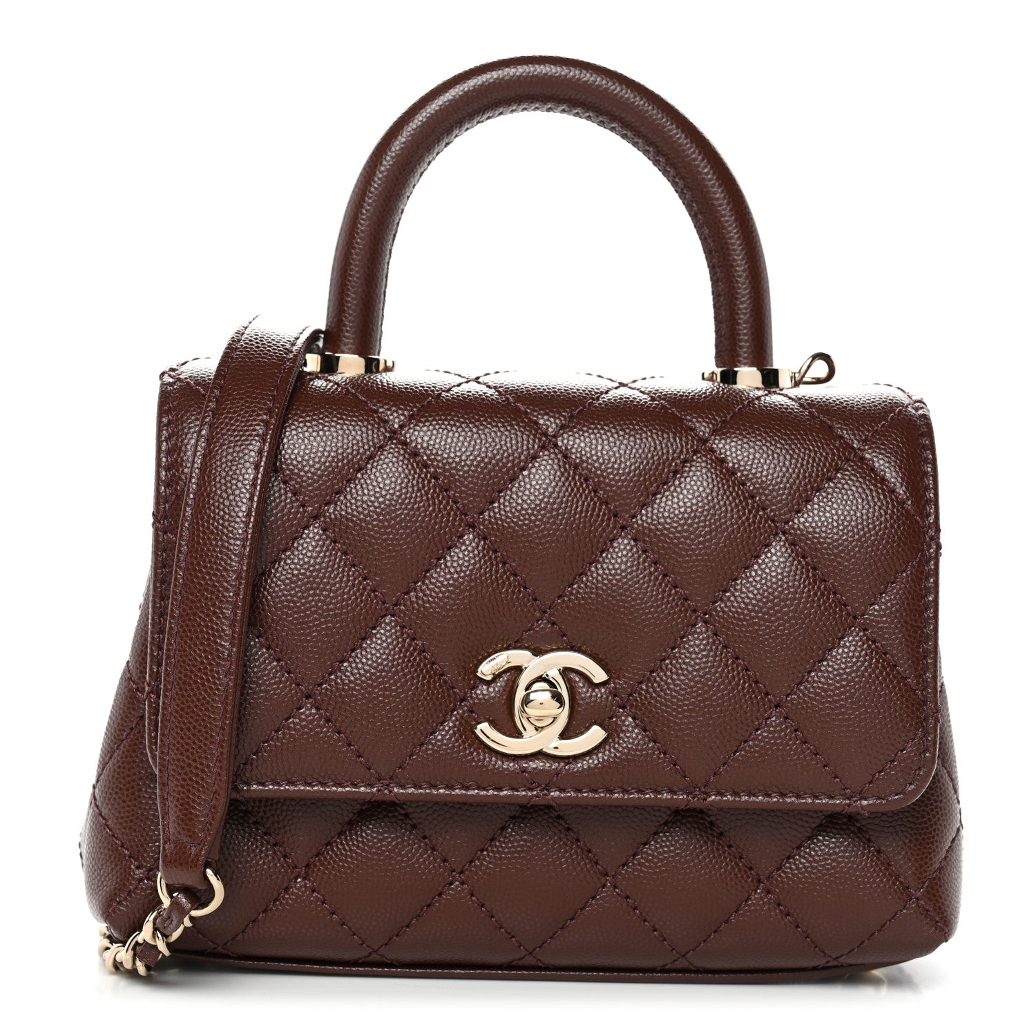 Chanel Caviar Quilted Extra Mini Coco Handle Flap Dark Brown 1 of 10