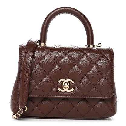 Chanel Caviar Quilted Extra Mini Coco Handle Flap Dark Brown 1 of 10