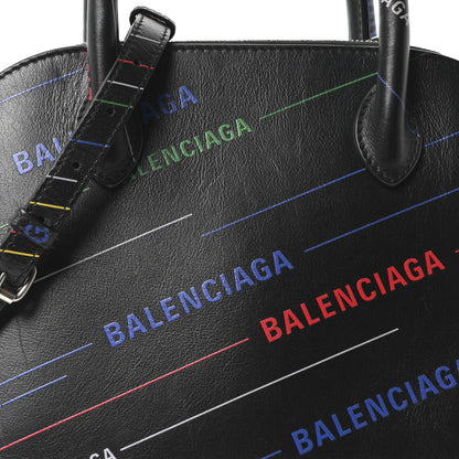 Balenciaga Calfskin Logo Print S Ville Top Handle Bag Black Multicolor 8 of 10