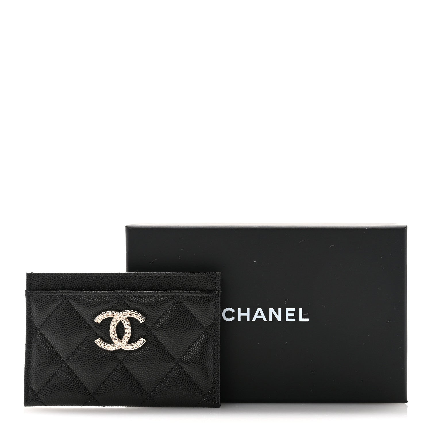 Chanel Caviar Quilted Hammered CC Card Holder Black 9 of 9