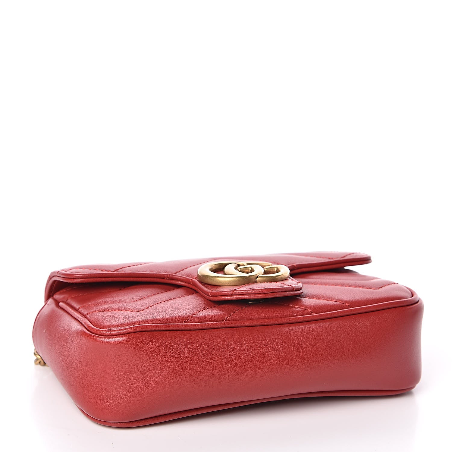 Gucci Calfskin Matelasse Super Mini GG Marmont Shoulder Bag Hibiscus Red 4 of 11