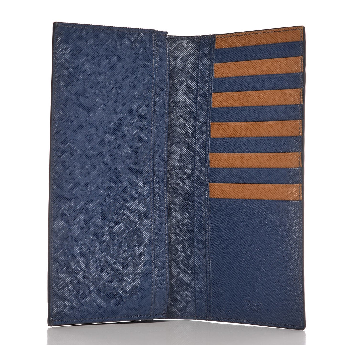 Saffiano Long Wallet Bluette Caramel