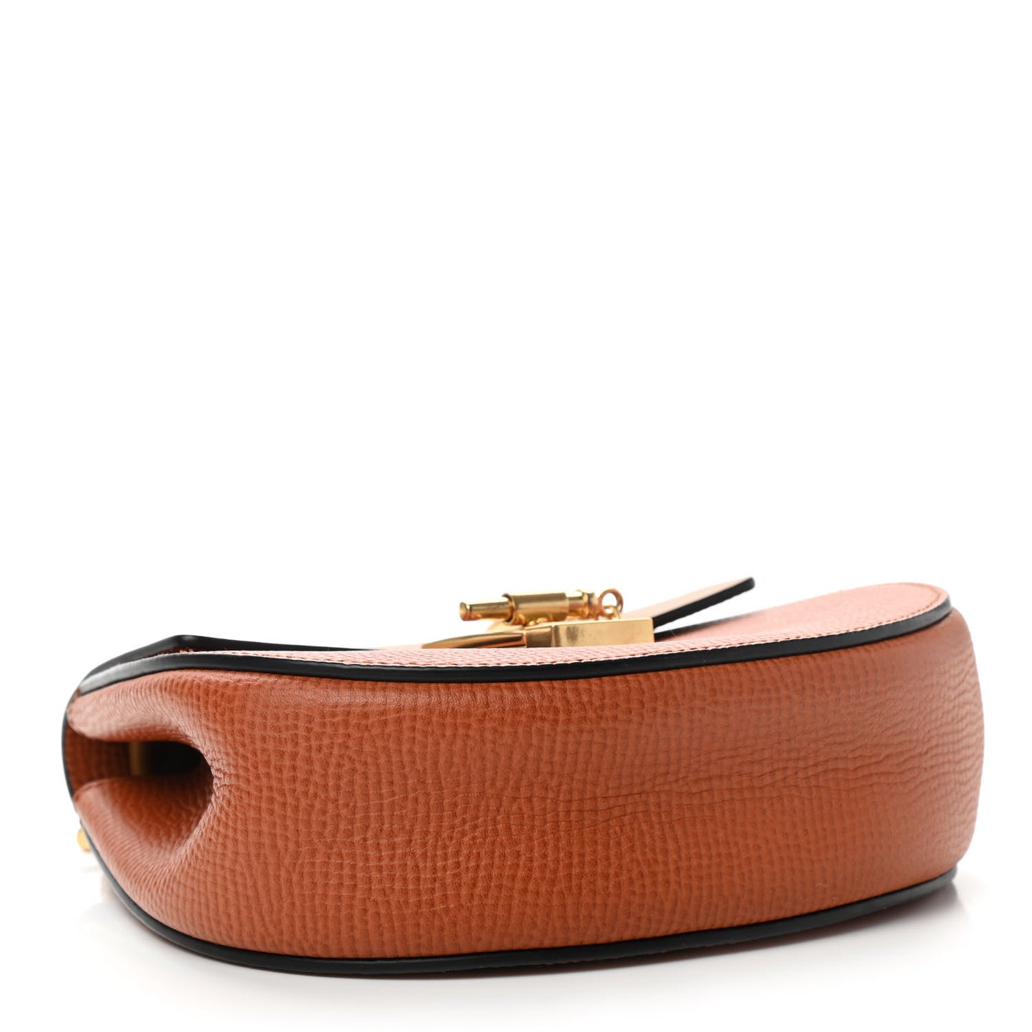 Grained Calfskin Lambskin Bi-Color Drew Shoulder Bag Orange Mustard