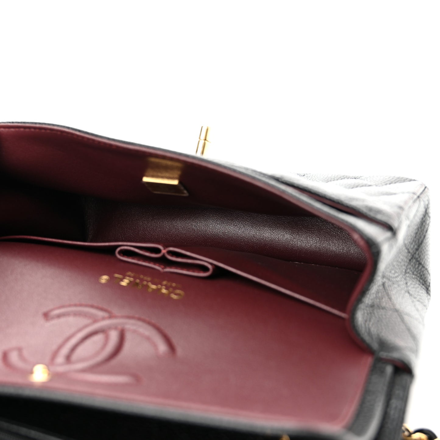 Caviar Quilted Small Double Flap Black