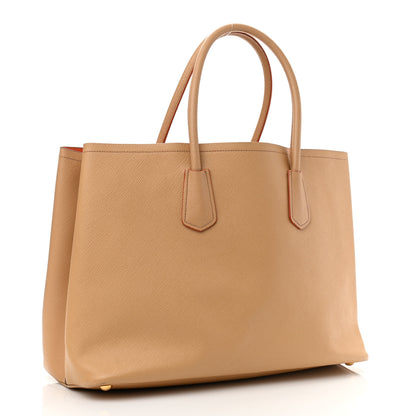 Prada Saffiano Cuir Medium Double Bag Noisette Papaya 2 of 12