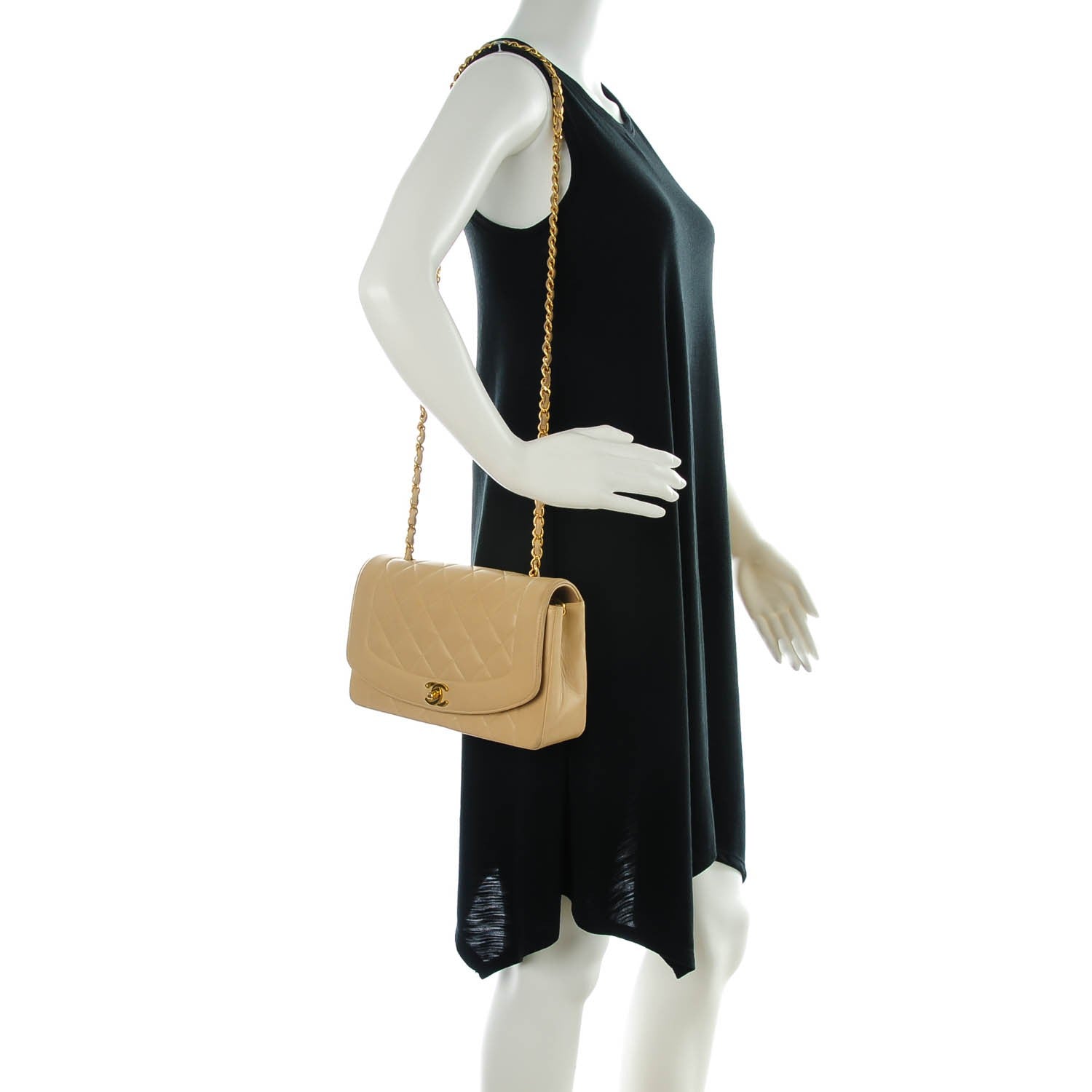 Chanel Lambskin Quilted Medium Single Flap Beige 2 of 9