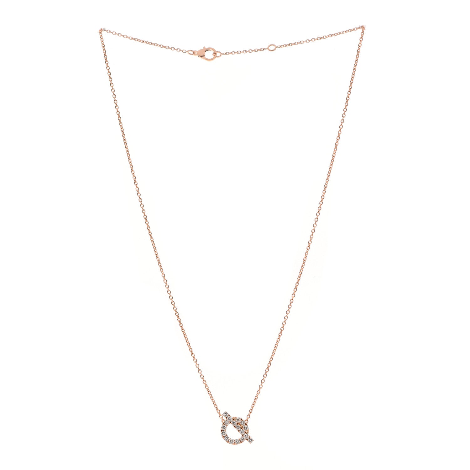 Hermes 18K Rose Gold Diamond Finesse Pendant Necklace 3 of 5