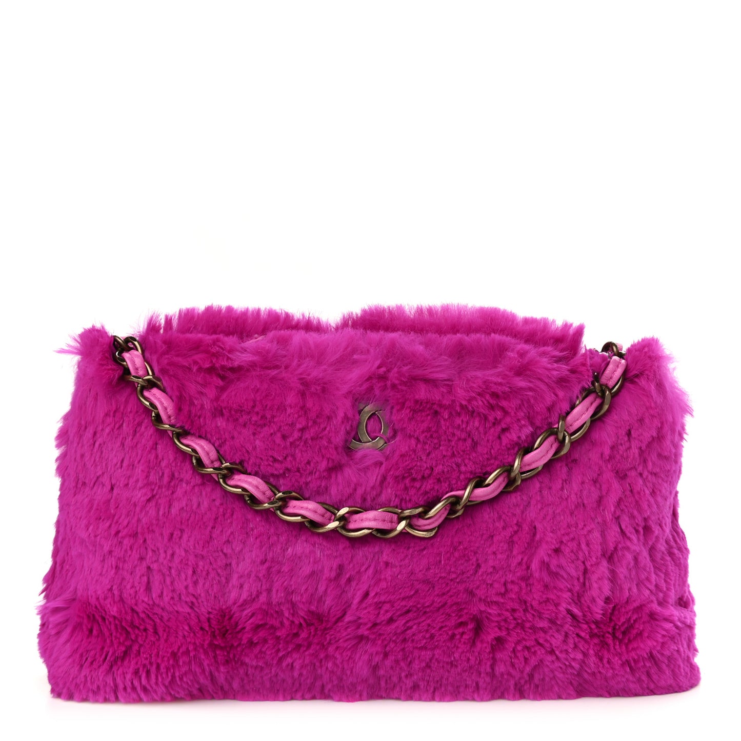 Rabbit Fur Shoulder Bag Fuchsia