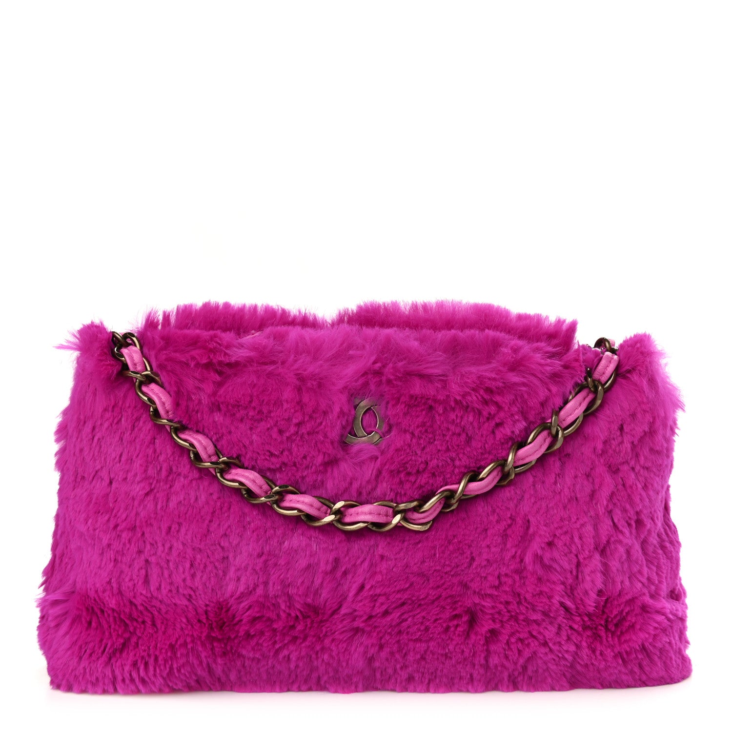 Chanel Rabbit Fur Shoulder Bag Fuchsia 1 of 11
