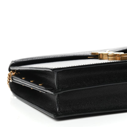 Saint Laurent Grain De Poudre Monogram Cassandra Clasp Bag Black Rouge Legion 8 of 10