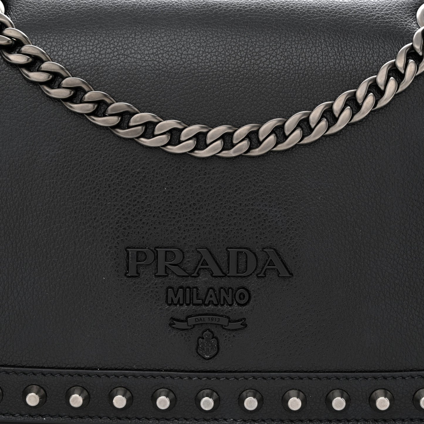 Glace Calfskin Studded Crossbody Black