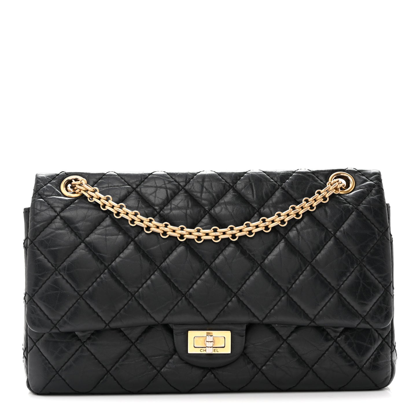 Aged Calfskin Quilted 2.55 Reissue 226 Flap Black