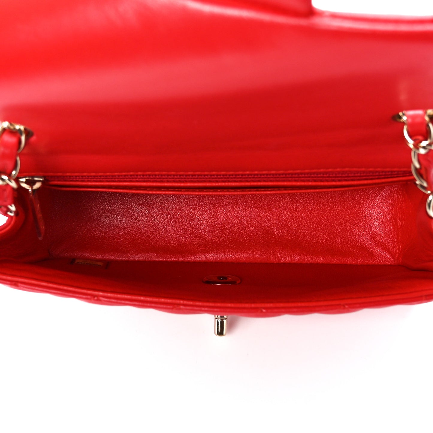 Lambskin Quilted Mini Rectangular Flap Red