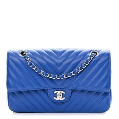 Chanel Caviar Chevron Quilted Medium Double Flap Blue 1 of 14