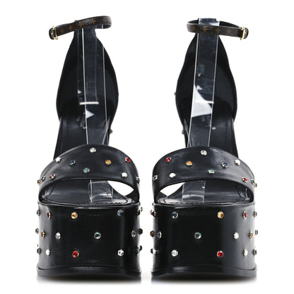 Louis Vuitton Calfskin Studded Fame Platform Sandals 38 Black 3 of 13