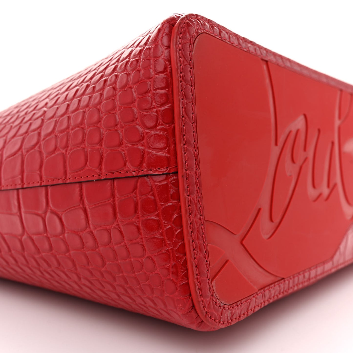 CHRISTIAN LOUBOUTIN Calfskin Crocodile Embossed Spikes East West Cabata Tote