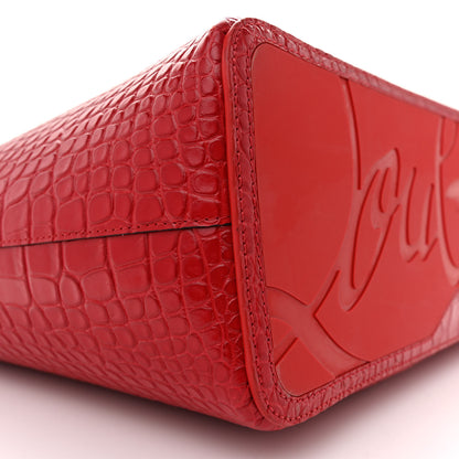 Christian Louboutin CHRISTIAN LOUBOUTIN Calfskin Crocodile Embossed Spikes East West Cabata Tote 10 of 13