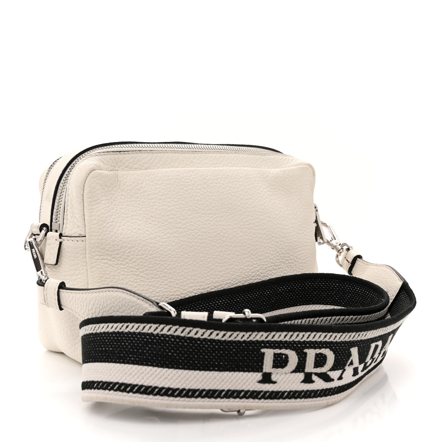 Prada Vitello Daino Soft Medium Double Zip Shoulder Bag White 3 of 17