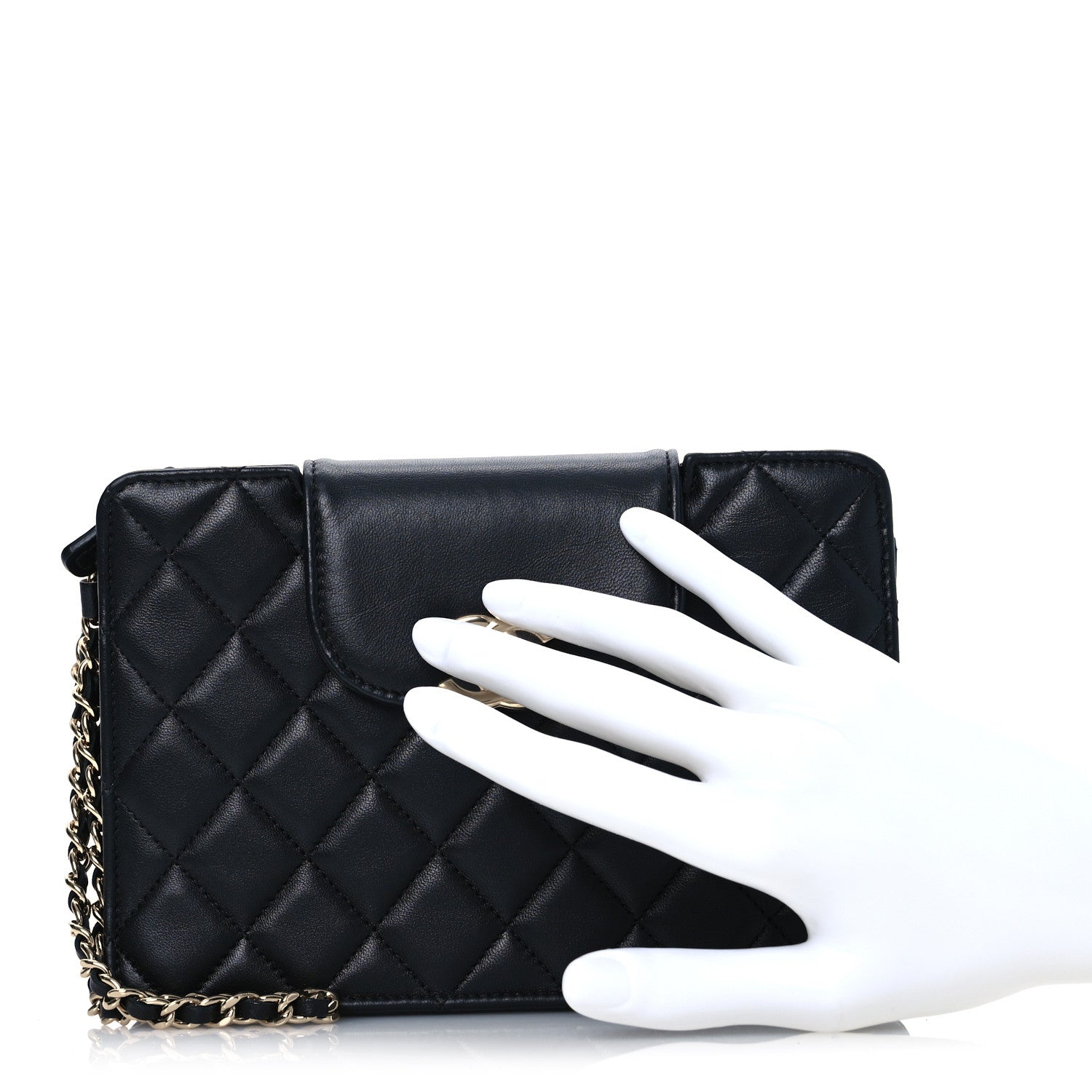 Chanel Lambskin Quilted CC Pouch Wristlet Black 2 of 14