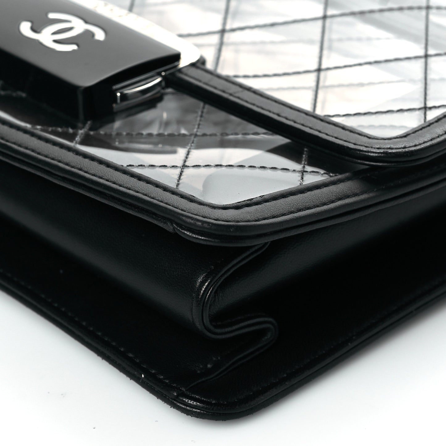 PVC Lambskin Quilted Mini Beauty Lock Flap Black