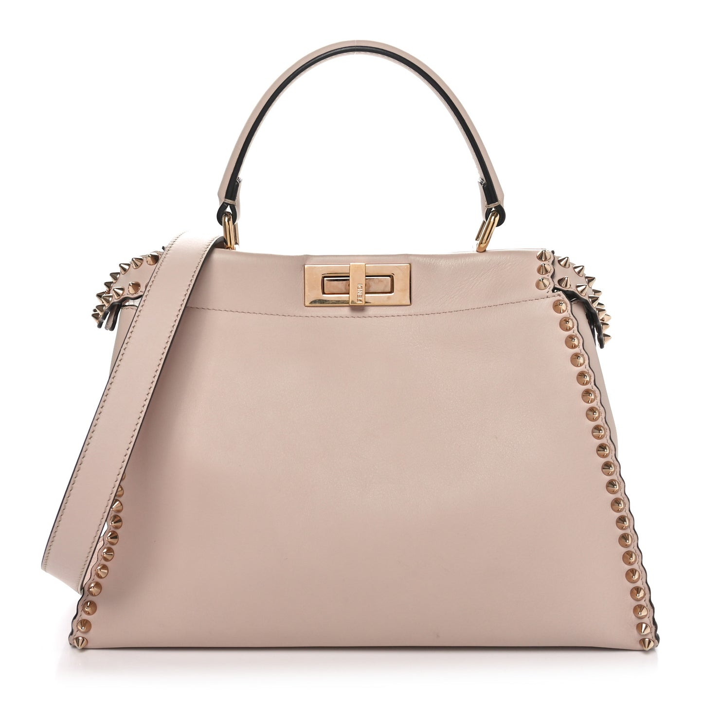 Vitello Seta Shiny Nappa Scalloped Studded Medium Peekaboo Iconic Satchel Soap
