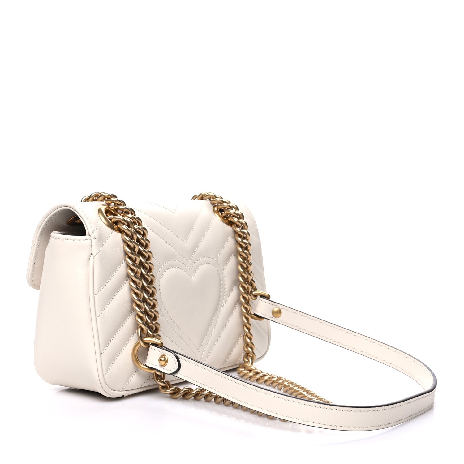 Gucci Calfskin Matelasse Mini GG Marmont Shoulder Bag White 3 of 11
