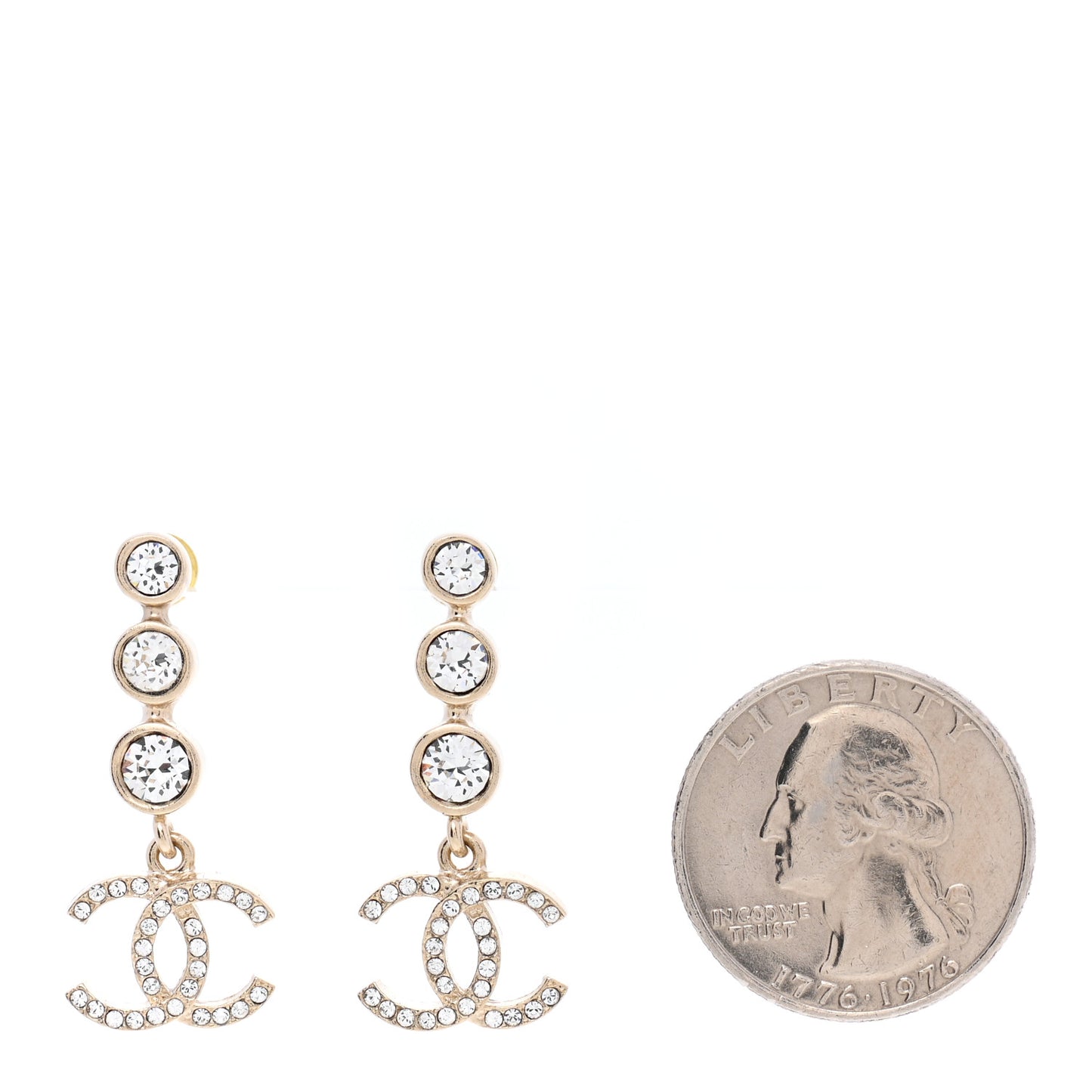 Crystal CC Drop Earrings Gold