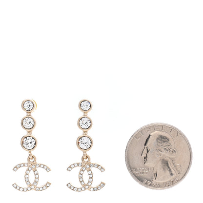 Chanel Crystal CC Drop Earrings Gold 2 of 5