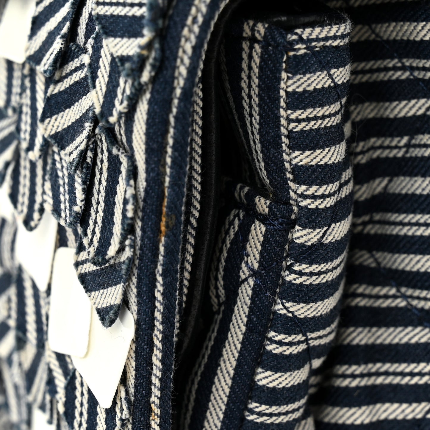 Canvas Sequin Stripe Medium Double Flap Navy Blue
